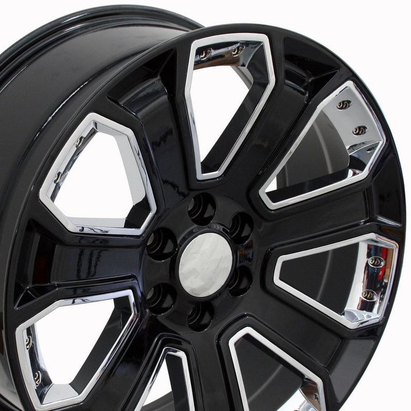 OE Wheels CV93B 22x9 6x139.7 24et Gloss Black with Chrome Insert Wheel - View 2