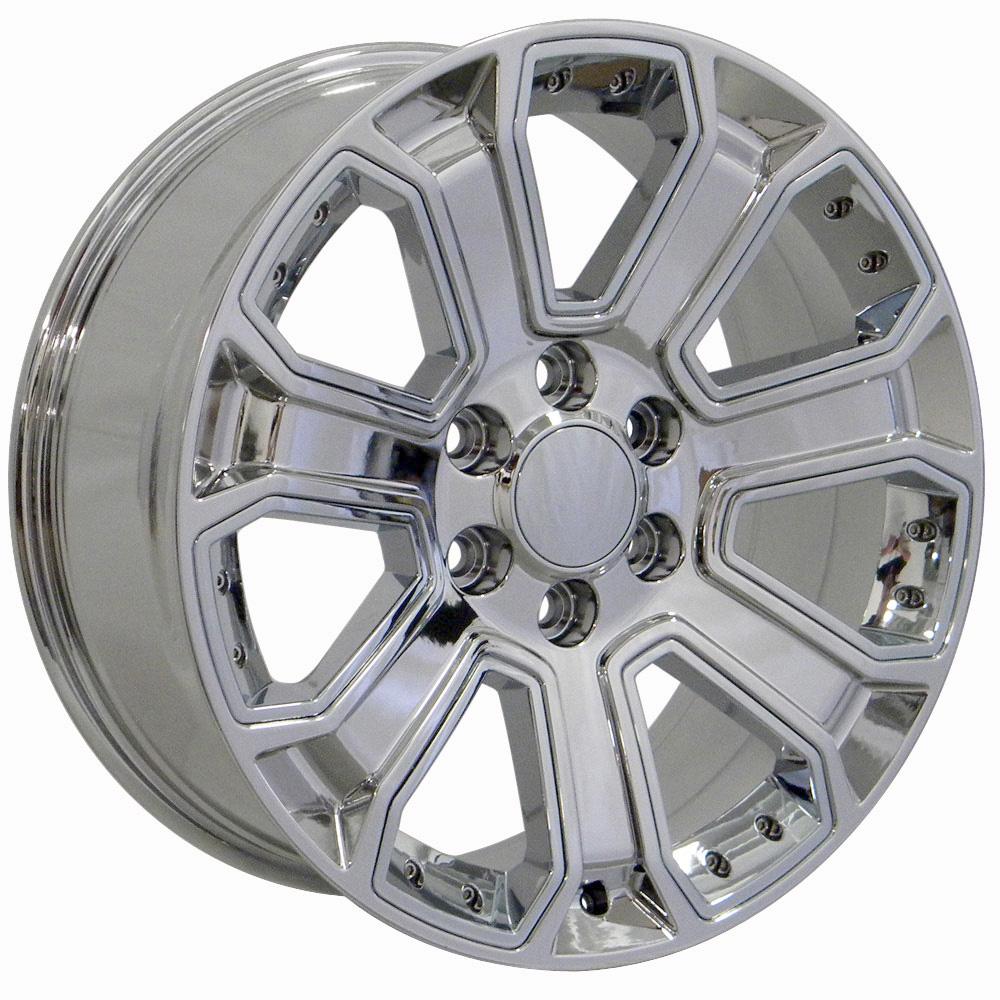 OE Wheels CV93B 22x9 6x139.7 24et Chrome with Chrome Insert Wheel - View 3