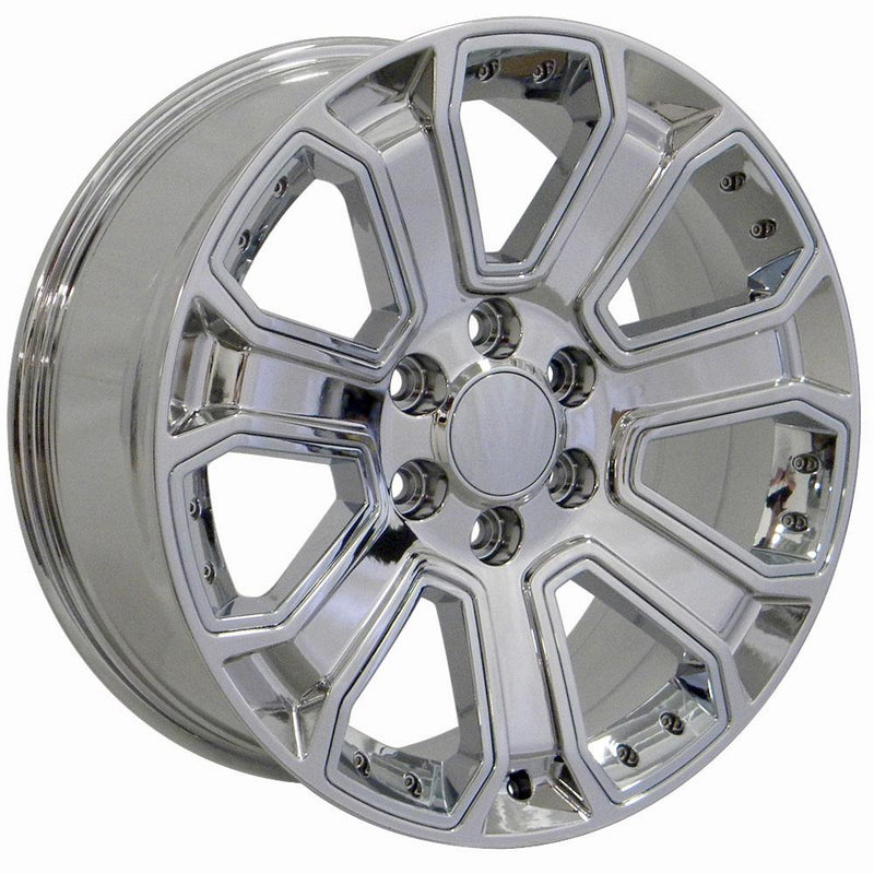OE Wheels CV93B 22x9 6x139.7 24et Chrome with Chrome Insert Wheel - View 3
