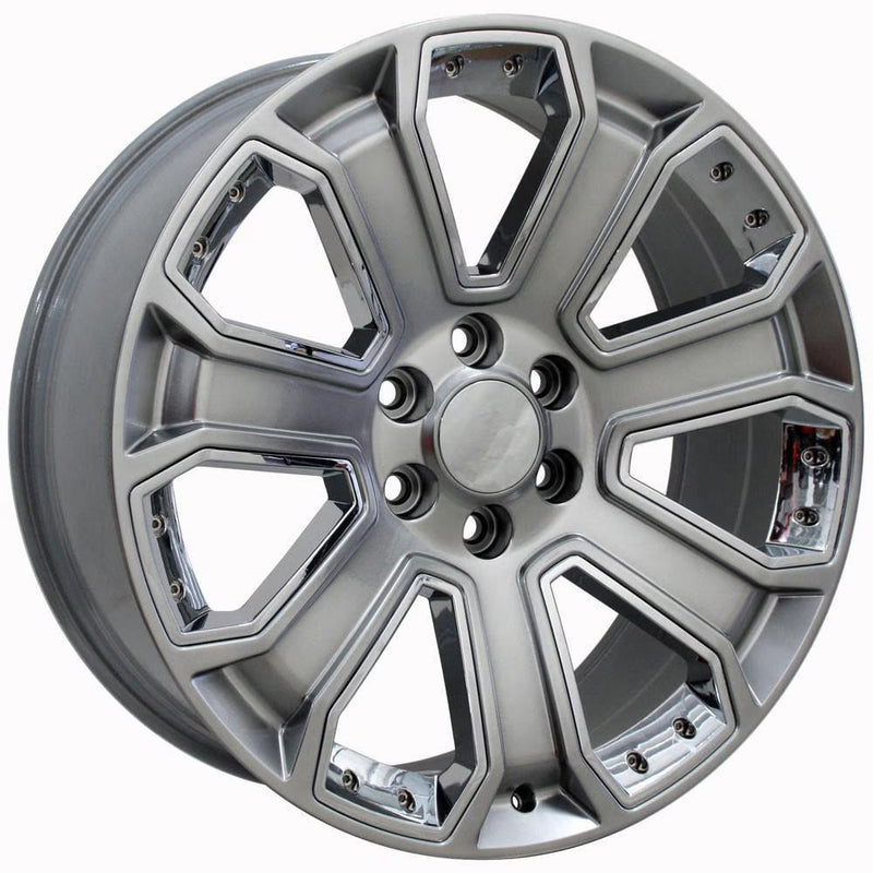 OE Wheels CV93B 22x9 6x139.7 31et Gloss Hyper Black with Chrome Insert Wheel - View 3