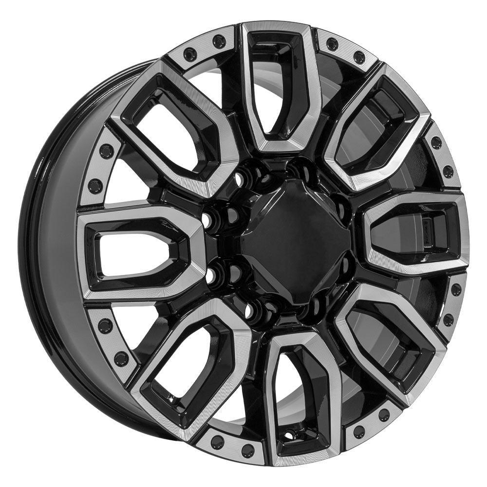 OE Wheels CV97A 20x8.5 8x165.1 12et Gloss Black with Milled Edge Wheel - View 3
