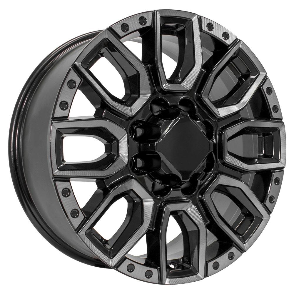 OE Wheels CV97B 20x8.5 8x180 47et Gloss Black with Milled Edge with Tinted Clear Wheel - View 3