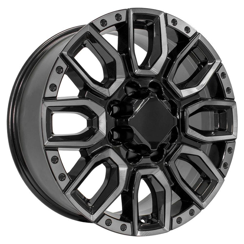 OE Wheels CV97B 20x8.5 8x180 47et Gloss Black with Milled Edge with Tinted Clear Wheel - View 3
