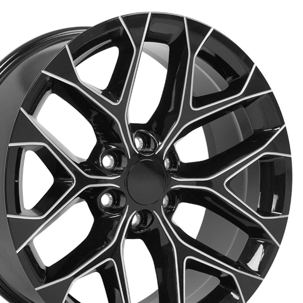 OE Wheels CV98B 22x9 6x139.7 24et Gloss Black with Milled Edge Wheel