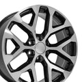 OE Wheels CV98B 22x9 6x139.7 24et Gloss Black Machined Wheel