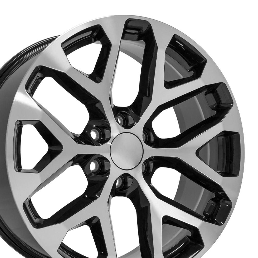 OE Wheels CV98B 22x9 6x139.7 24et Gloss Black Machined Wheel