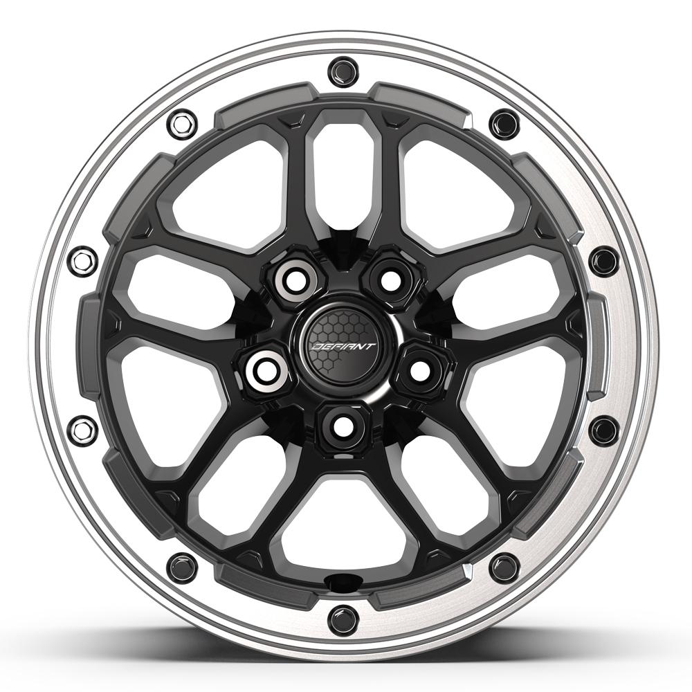 DEFIANT DF01 17x8 5x127 12et Gloss Black with Milled Edge Wheel - View 2