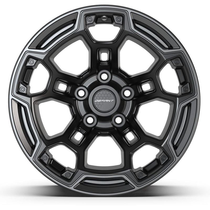 DEFIANT DF03B 17x9 5x127 -12et Satin Black with Dark Satin Charcoal 2-Tone Wheel - View 2