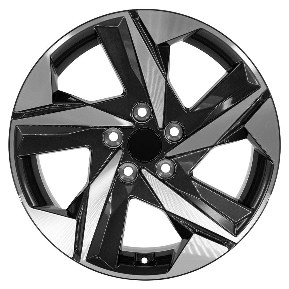 OE Wheels HY12 17x7 5x114.3 49et Gloss Black Machined Wheel - View 2