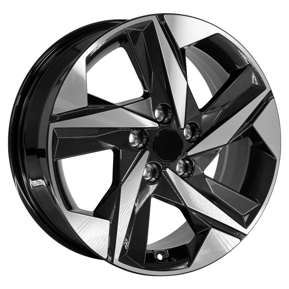 OE Wheels HY12 17x7 5x114.3 49et Gloss Black Machined Wheel - View 3