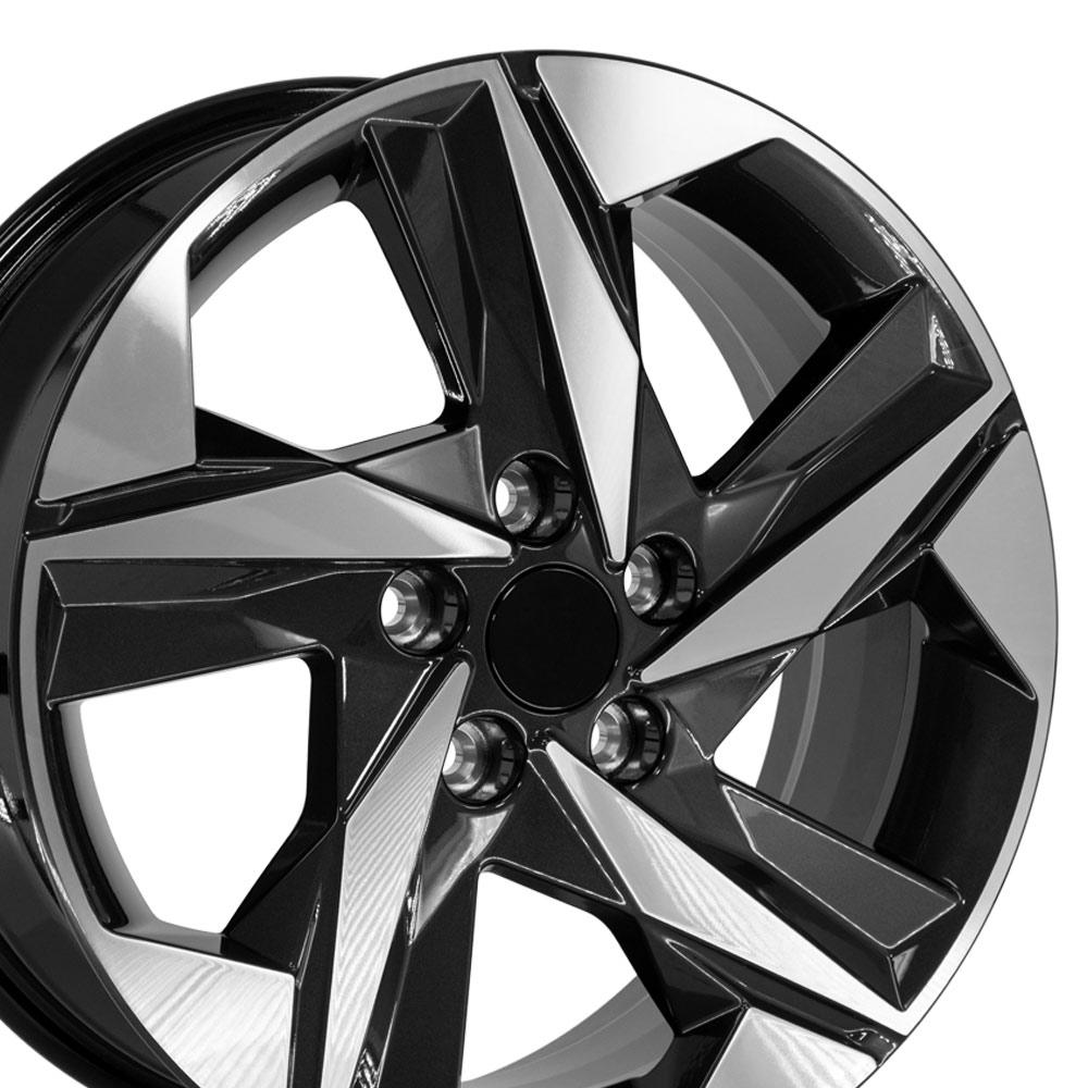 OE Wheels HY12 17x7 5x114.3 49et Gloss Black Machined Wheel