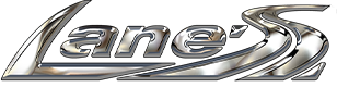 Chrome 'Lane's' logo on a black background
