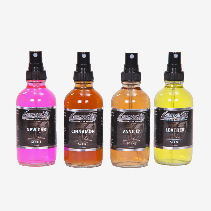 Cinnamon, Vanilla, Leather & New Car Air Freshener Kit 4 oz Each